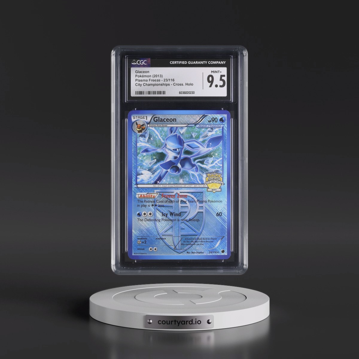 2013 Plasma Freeze #23/116 Glaceon - City Championships (Crosshatch Holo) (CGC 9.5 MINT+)