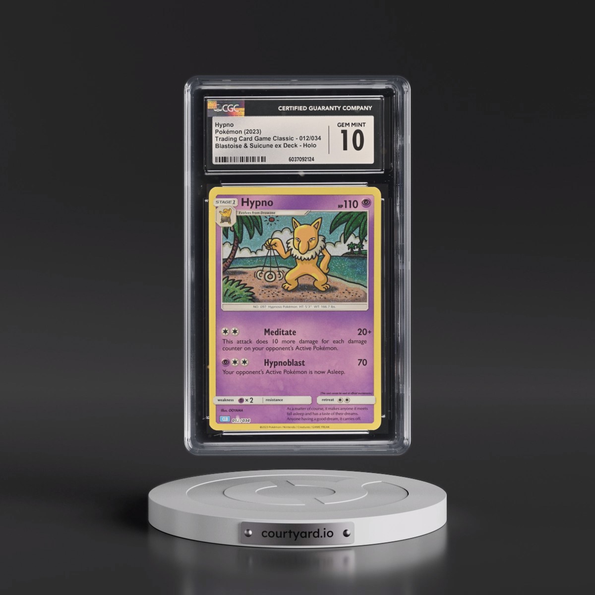 2023 Trading Card Game Classic - CLV, CLC, CLB #012/034 Hypno - Blastoise & Suicune ex Deck - CLB Holo (CGC 10 GEM MINT)