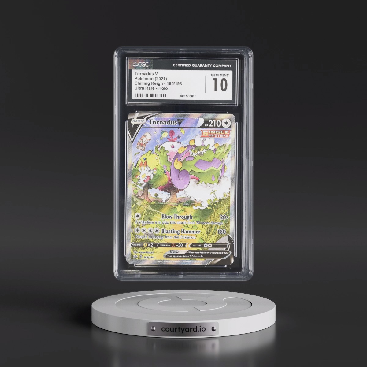 2021 Chilling Reign #185/198 Tornadus V - Ultra Rare Holo (CGC 10 GEM MINT)