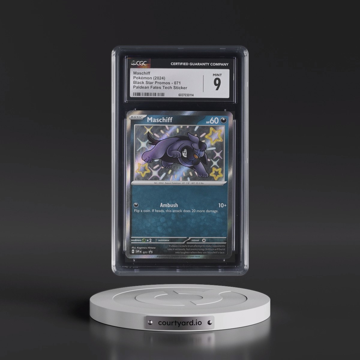 2023 Black Star Promos - Scarlet & Violet SVP EN #071 Maschiff - Paldean Fates Tech Sticker/ 3-pk. Blister (CGC 9 MINT)