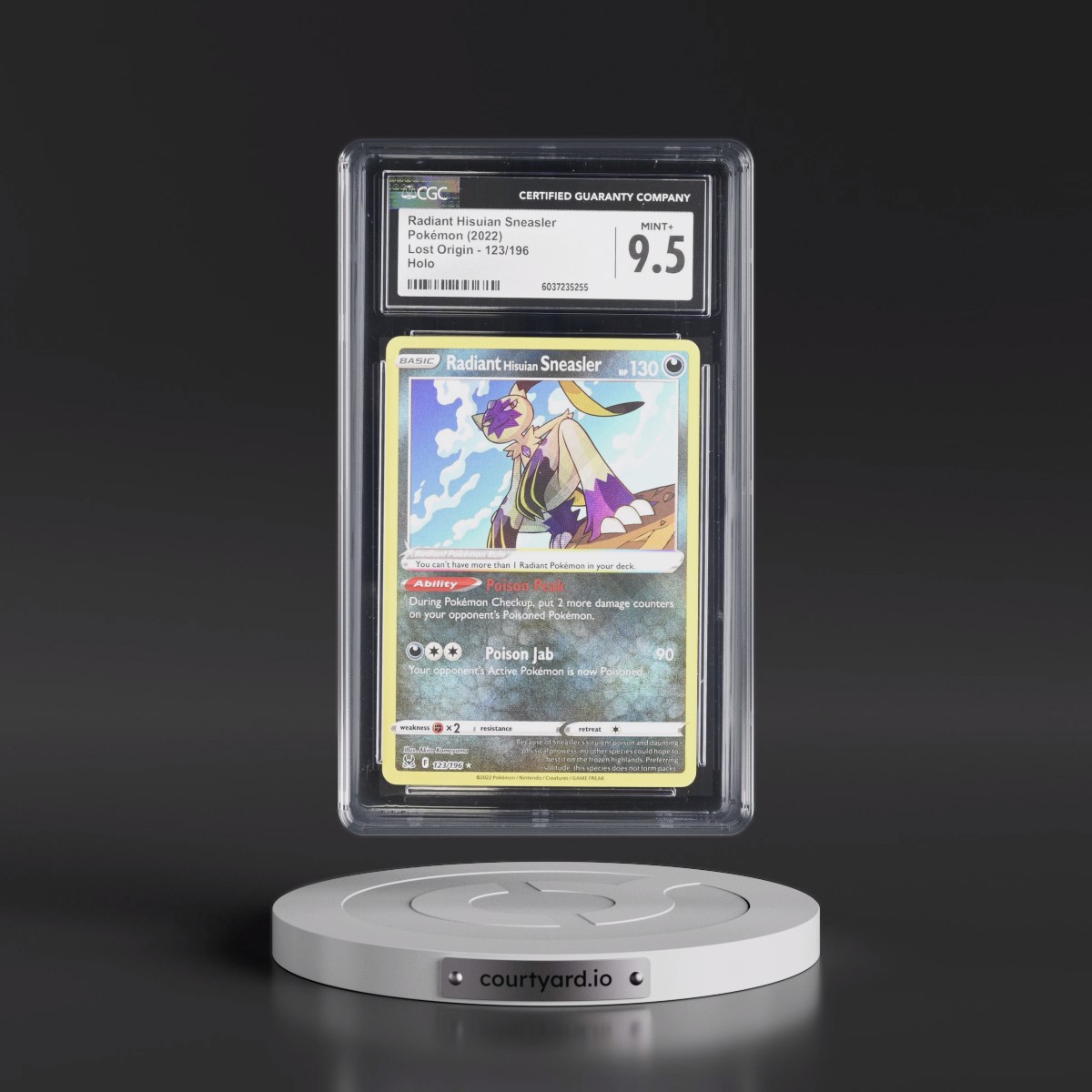 2022 Lost Origin #123/196 Radiant Hisuian Sneasler - Holo (CGC 9.5 MINT+)