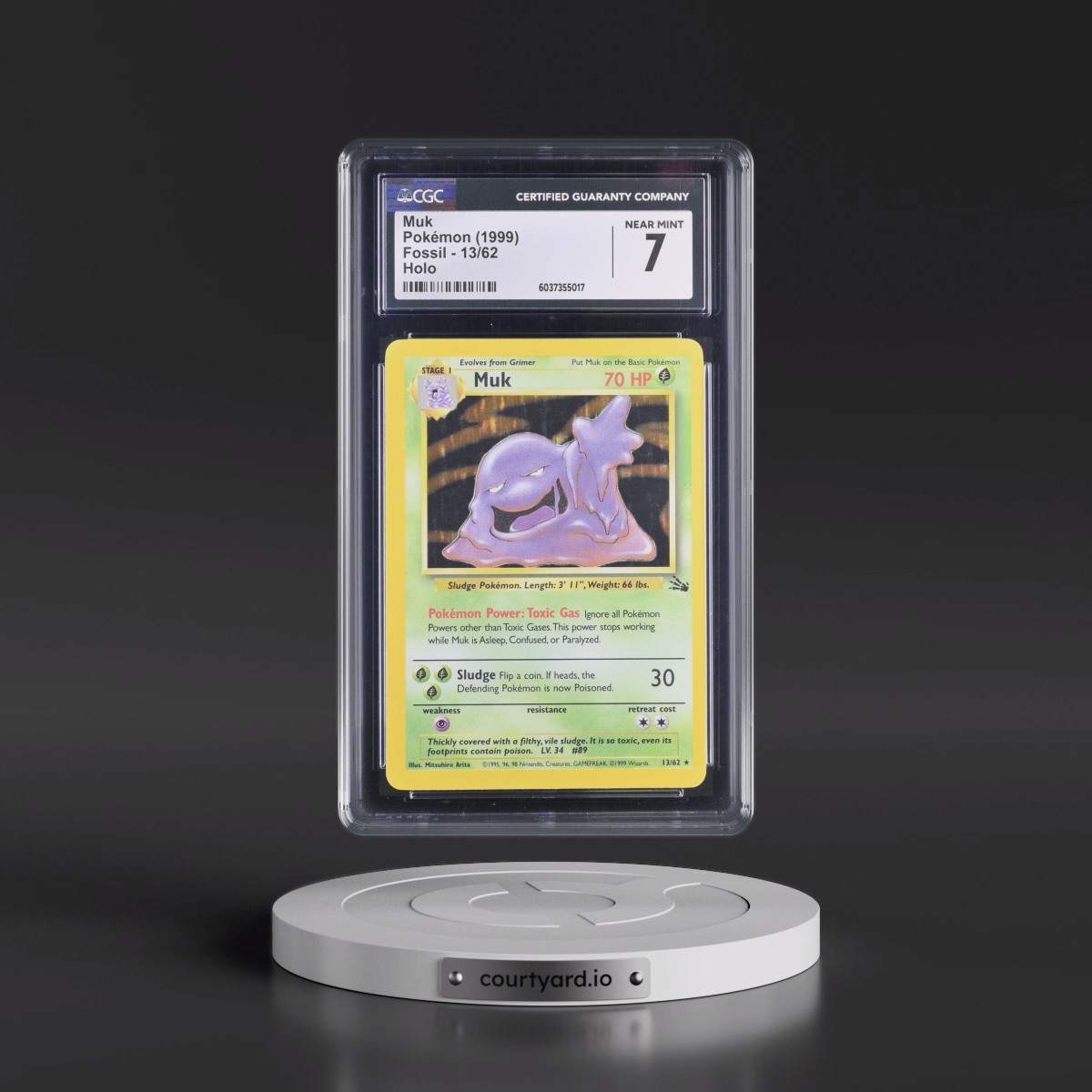 1999 Fossil #13/62 Muk - Galaxy Star Holo (CGC 7 NM)