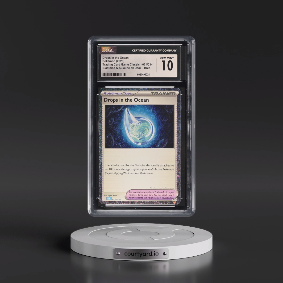2023 Trading Card Game Classic - CLV, CLC, CLB #021/034 Drops in the Ocean - Blastoise & Suicune ex Deck - CLB Holo (CGC 10 GEM MINT)