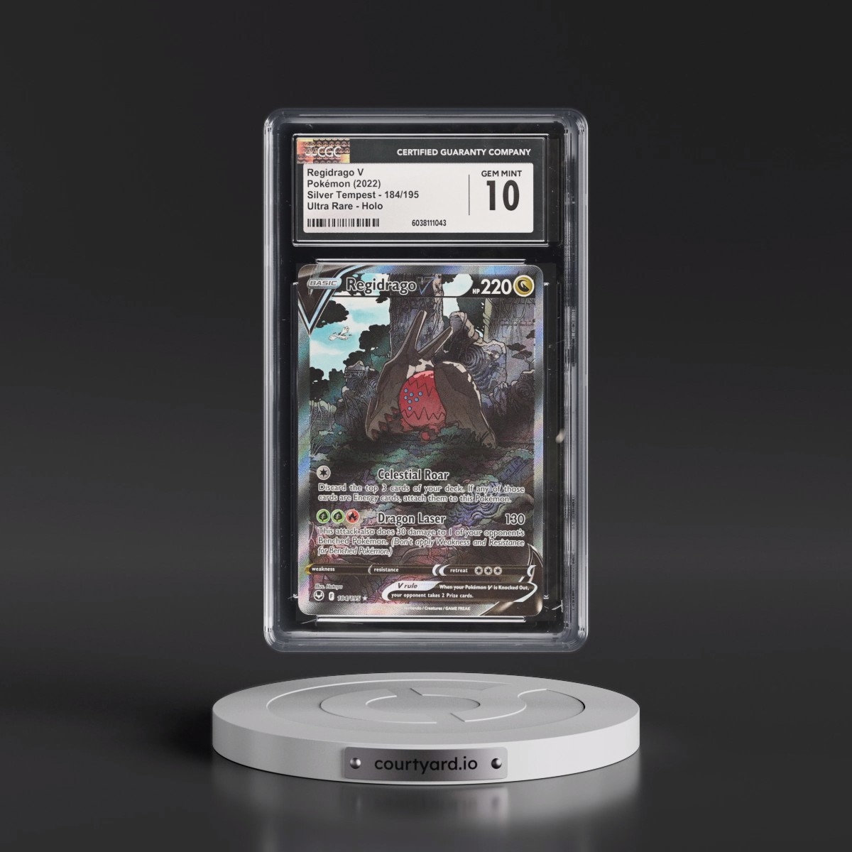 2022 Silver Tempest #184/195 Regidrago V - Ultra Rare Holo (CGC 10 GEM MINT)