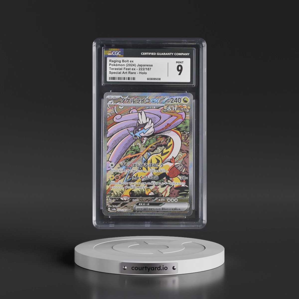 2024 High Class Pack: Terastal Fest ex - sv8a #222/187 Raging Bolt ex - Special Art Rare Holo (CGC 9 MINT)