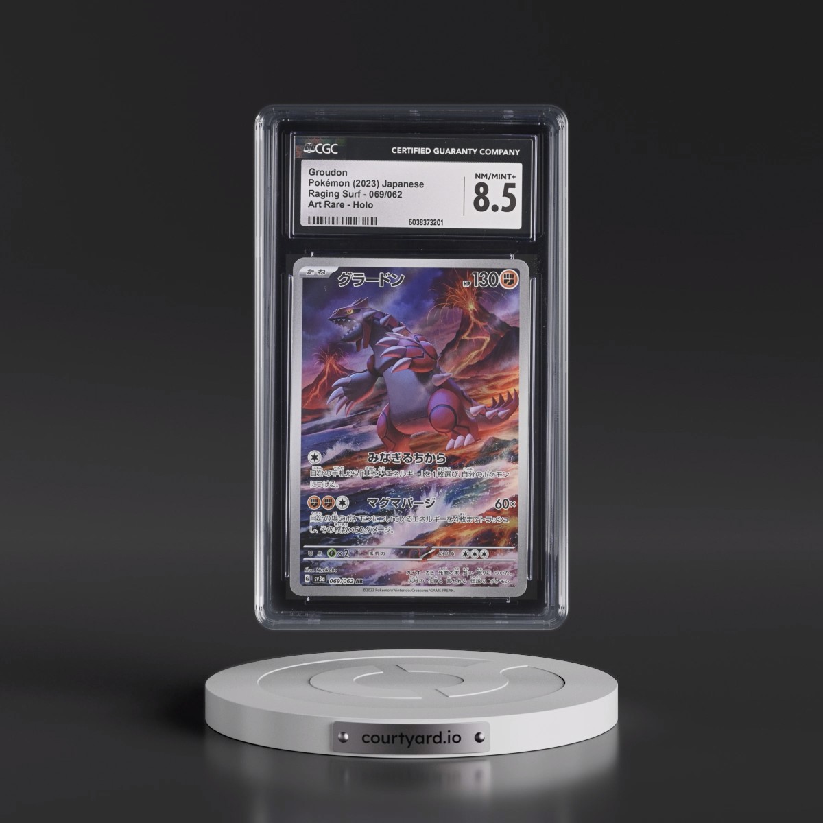 2023 Raging Surf #069/062 Groudon - Art Rare Holo (CGC 8.5 NM-MT+)