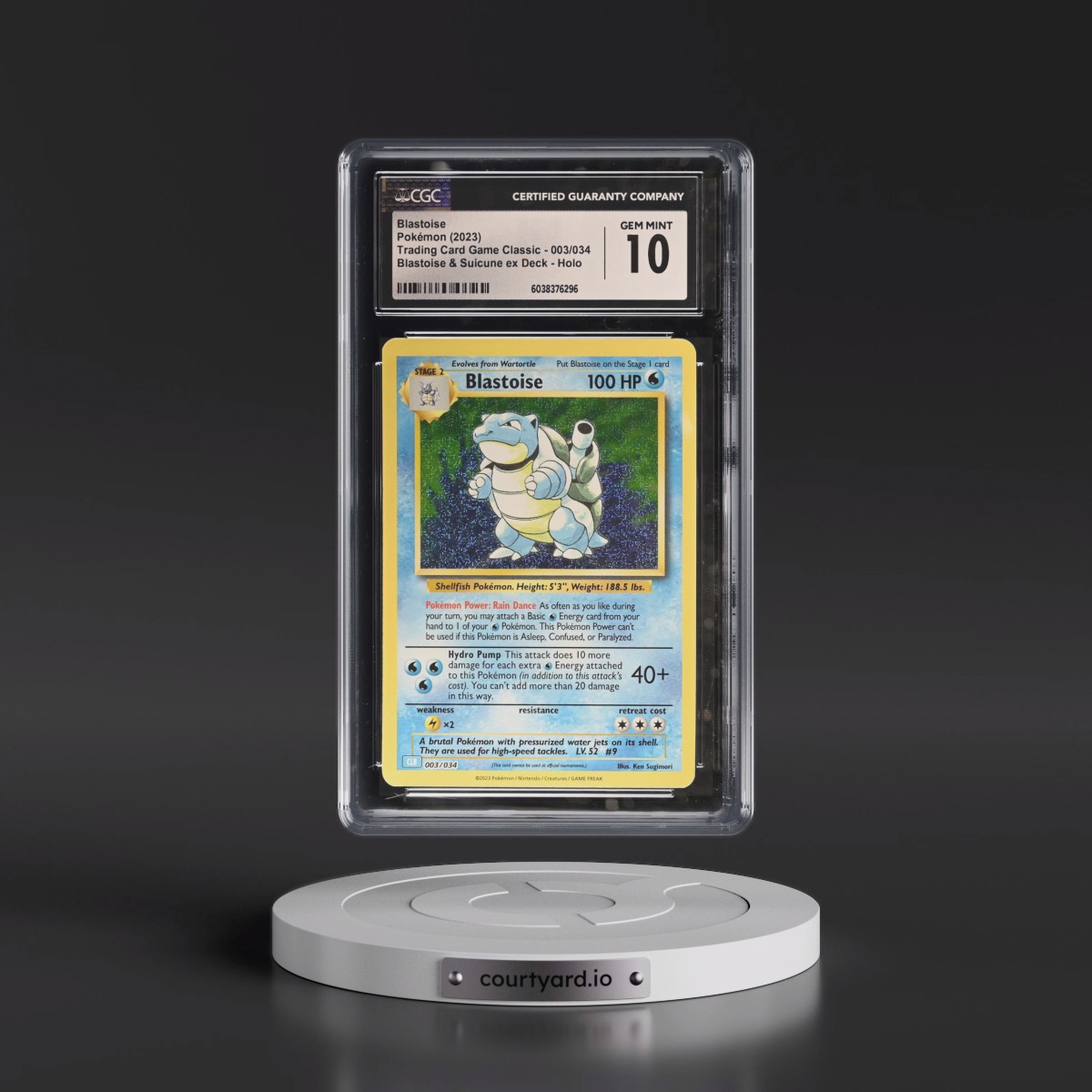 2023 Trading Card Game Classic - CLV, CLC, CLB #003/034 Blastoise - Blastoise & Suicune ex Deck - CLB Holo (CGC 10 GEM MINT)