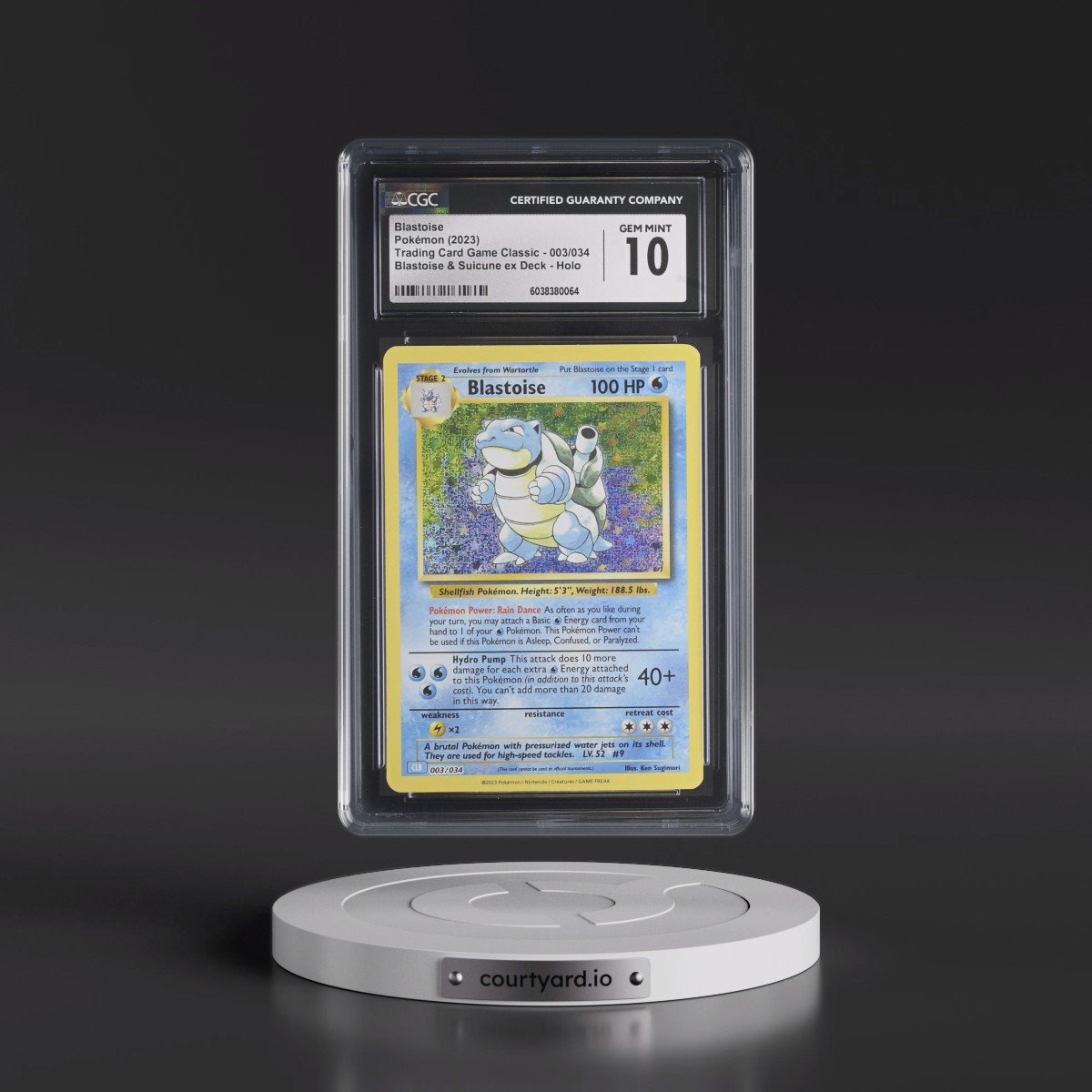 2023 Pokémon Clb-Trading Card Game Classic Blastoise & Suicune EX Deck #003 Blastoise (CGC 10 GEM MINT)