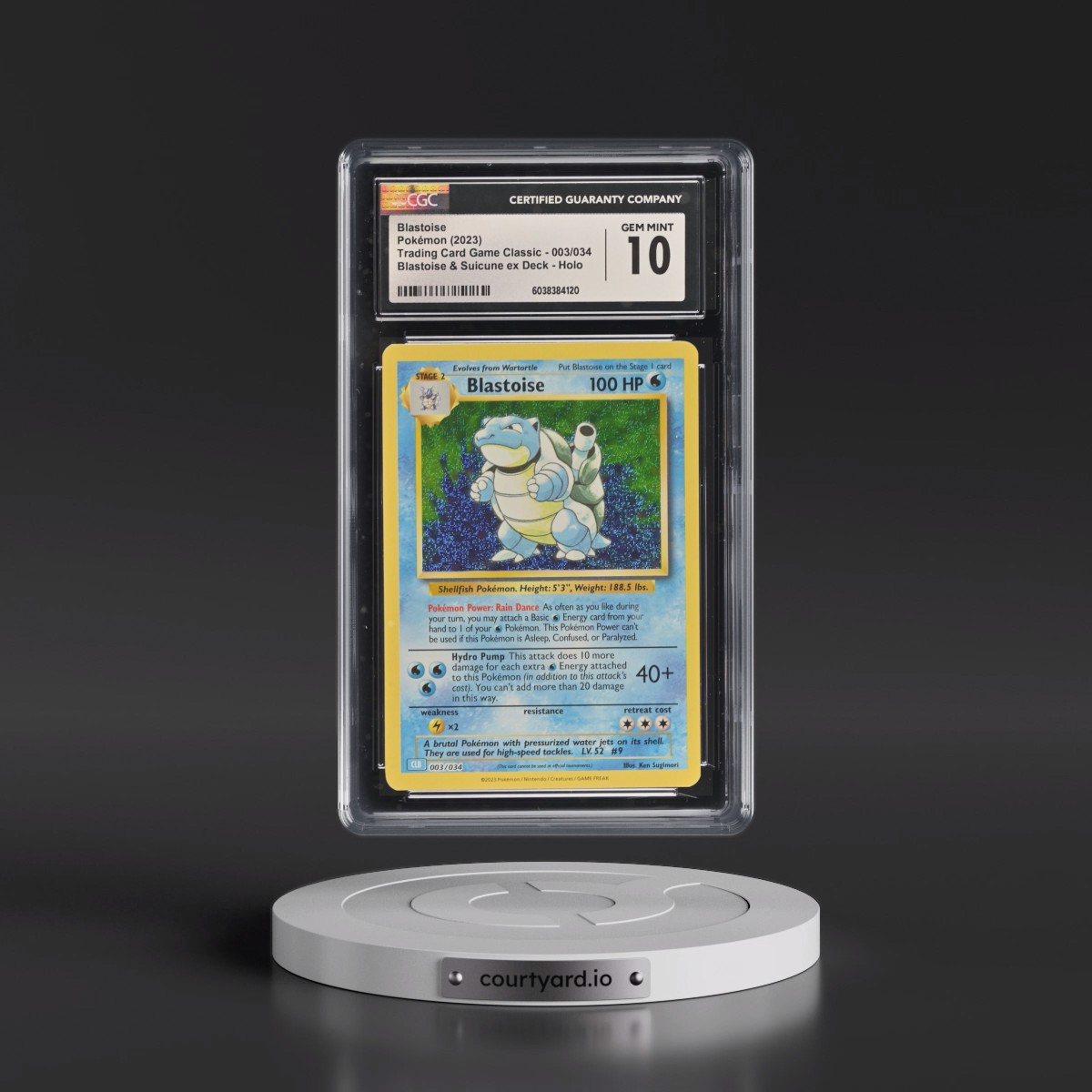 2023 Trading Card Game Classic - CLV, CLC, CLB #003/034 Blastoise - Blastoise & Suicune ex Deck - CLB Holo (CGC 10 GEM MINT)