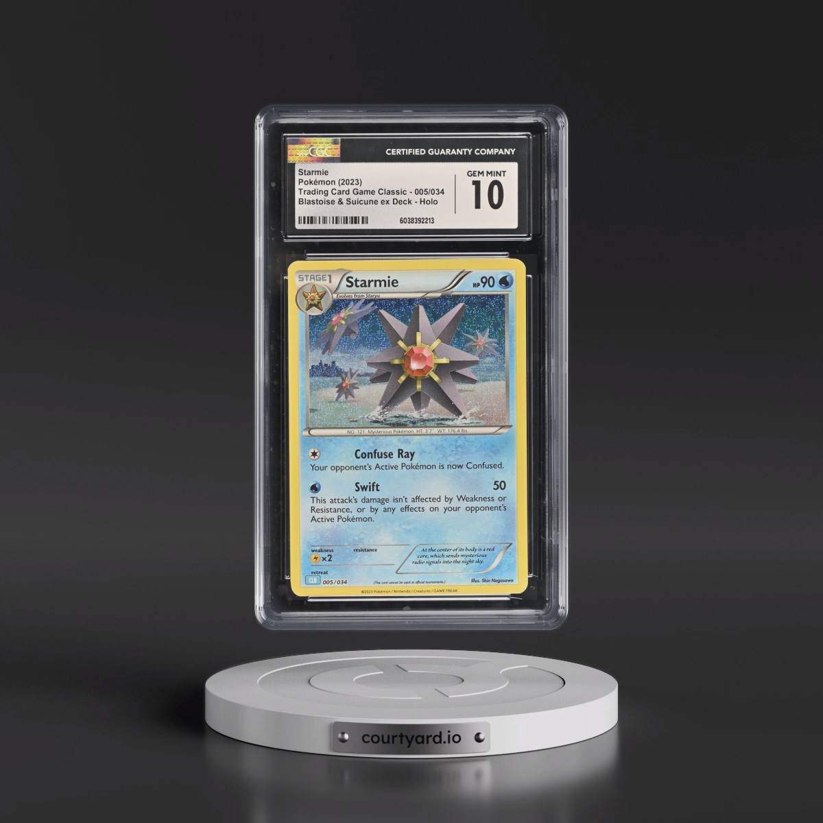 2023 Trading Card Game Classic - CLV, CLC, CLB #005/034 Starmie - Blastoise & Suicune ex Deck - CLB Holo (CGC 10 GEM MINT)