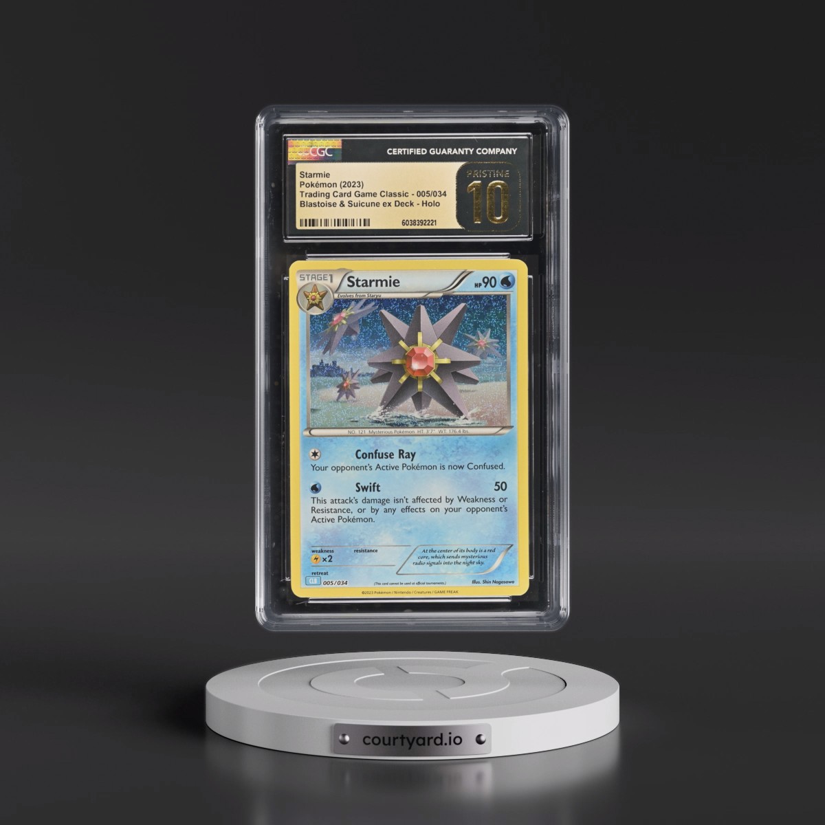 2023 Trading Card Game Classic - CLV, CLC, CLB #005/034 Starmie - Blastoise & Suicune ex Deck - CLB Holo (CGC 10 PRISTINE)