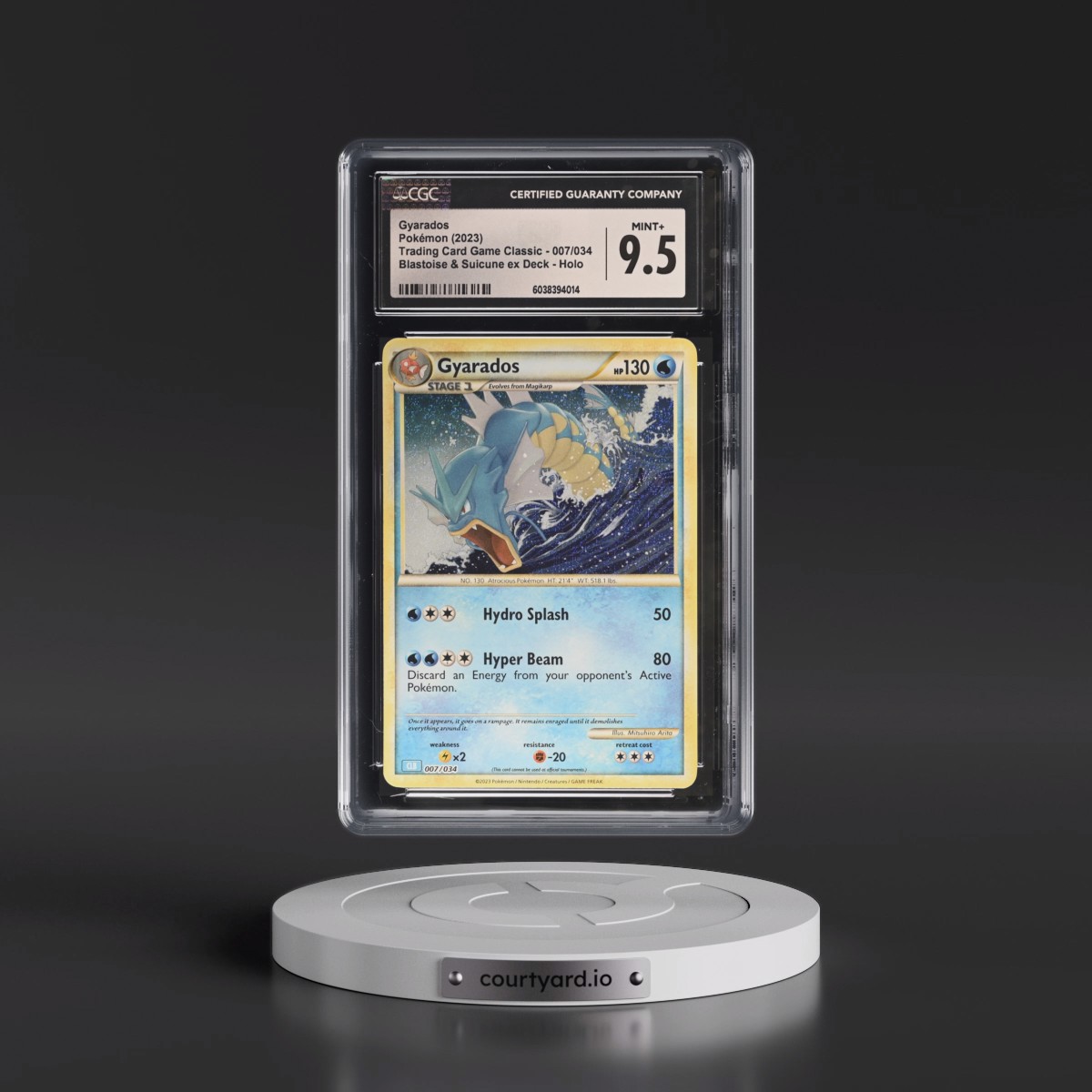 2023 Trading Card Game Classic - CLV, CLC, CLB #007/034 Gyarados - Blastoise & Suicune ex Deck - CLB Holo (CGC 9.5 MINT+)