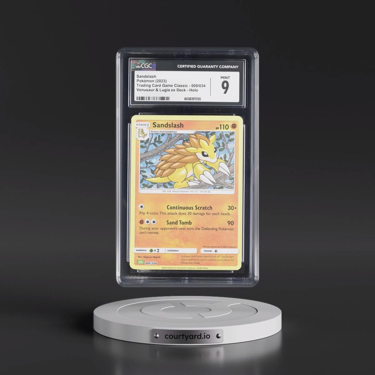 2023 Trading Card Game Classic - CLV, CLC, CLB #009/034 Sandslash - Venusaur & Lugia ex Deck - CLV Holo (CGC 9 MINT)