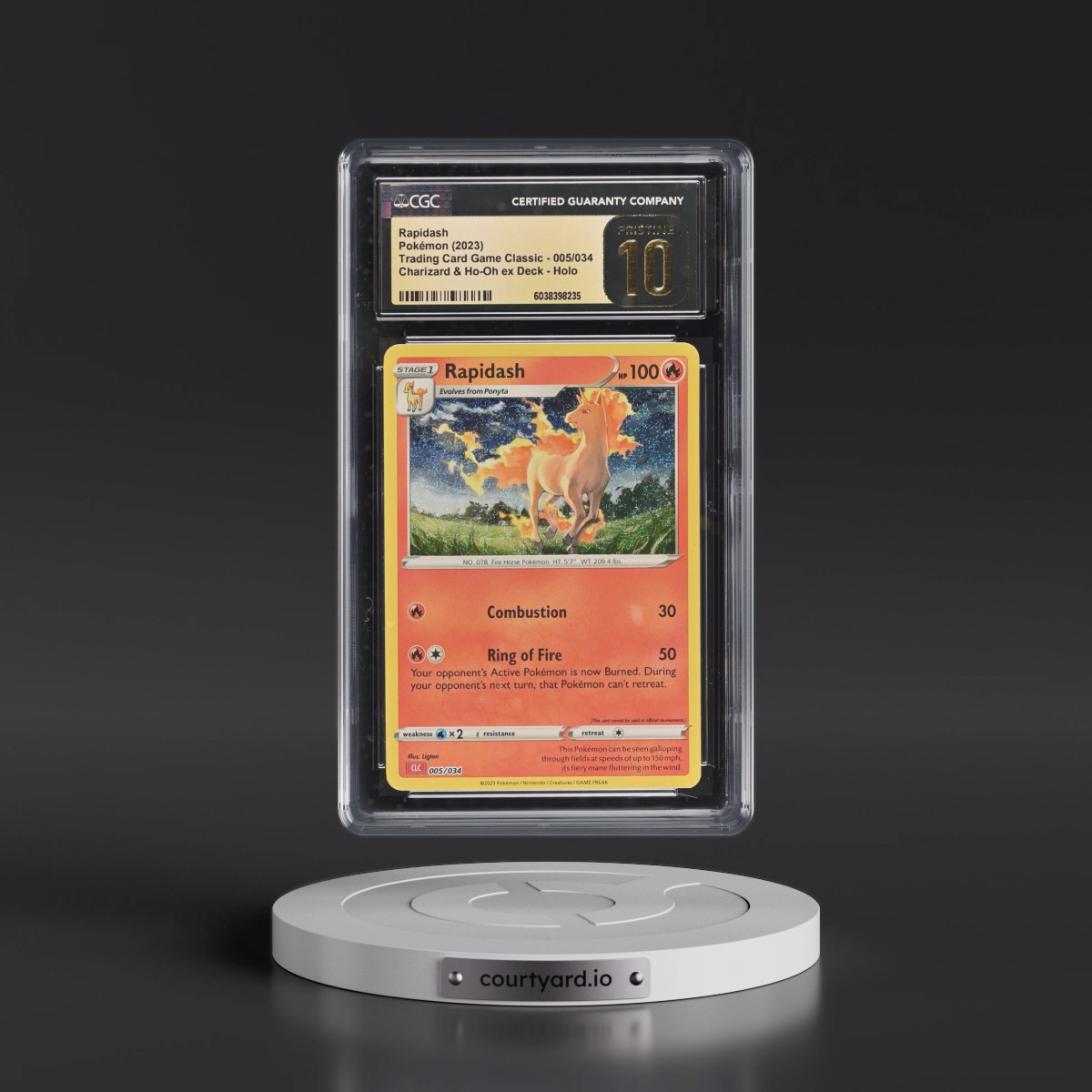 2023 Trading Card Game Classic - CLV, CLC, CLB #005/034 Rapidash - Charizard & Ho-Oh ex Deck - CLC Holo (CGC 10 PRISTINE)