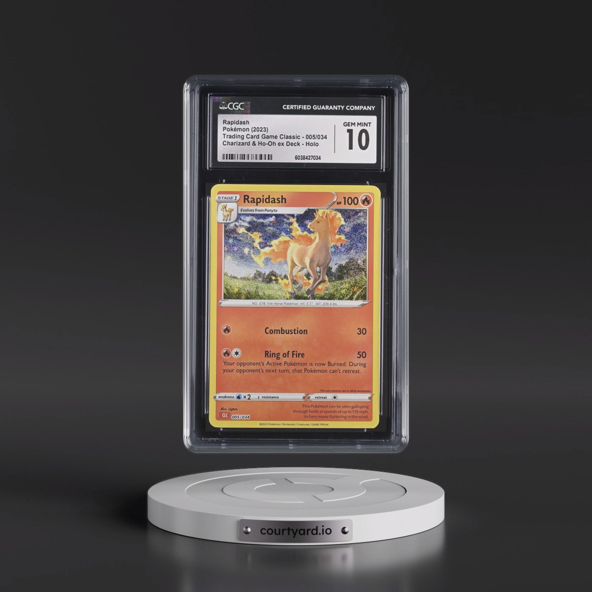 2023 Trading Card Game Classic - CLV, CLC, CLB #005/034 Rapidash - Charizard & Ho-Oh ex Deck - CLC Holo (CGC 10 GEM MINT)