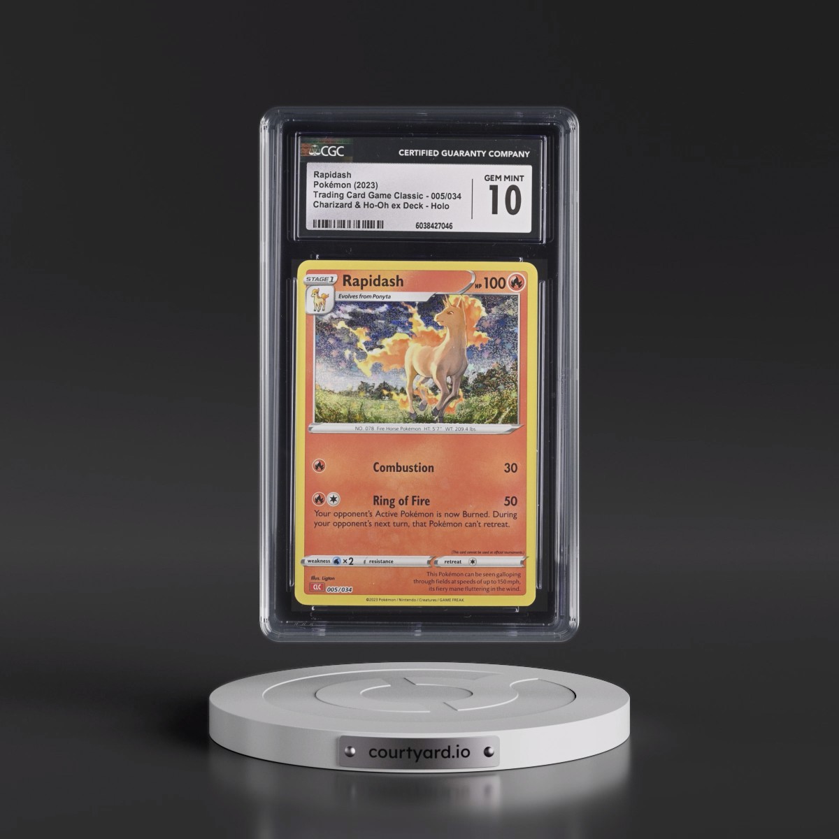 2023 Trading Card Game Classic - CLV, CLC, CLB #005/034 Rapidash - Charizard & Ho-Oh ex Deck - CLC Holo (CGC 10 GEM MINT)