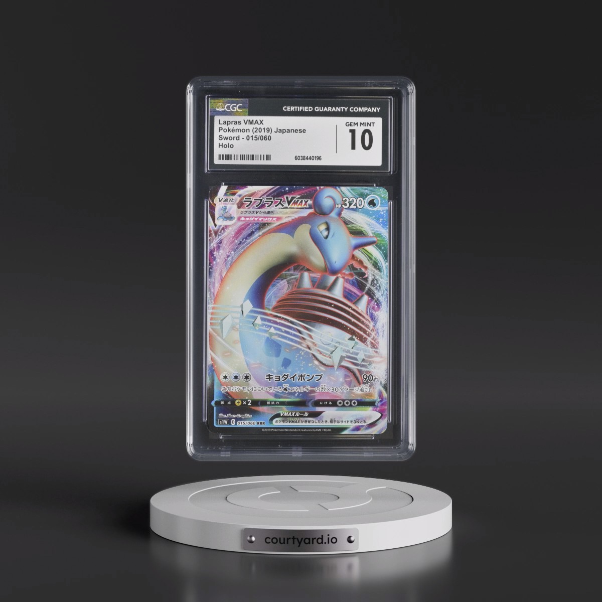 2019 Sword #015/060 Lapras VMAX - Holo (CGC 10 GEM MINT)