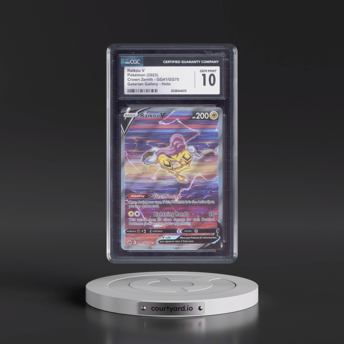 2023 Crown Zenith #GG41/GG70 Raikou V - Galarian Gallery Holo (CGC 10 GEM MINT)