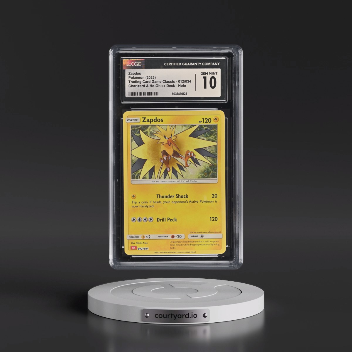 2023 Trading Card Game Classic - CLV, CLC, CLB #012/034 Zapdos - Charizard & Ho-Oh ex Deck - CLC Holo (CGC 10 GEM MINT)