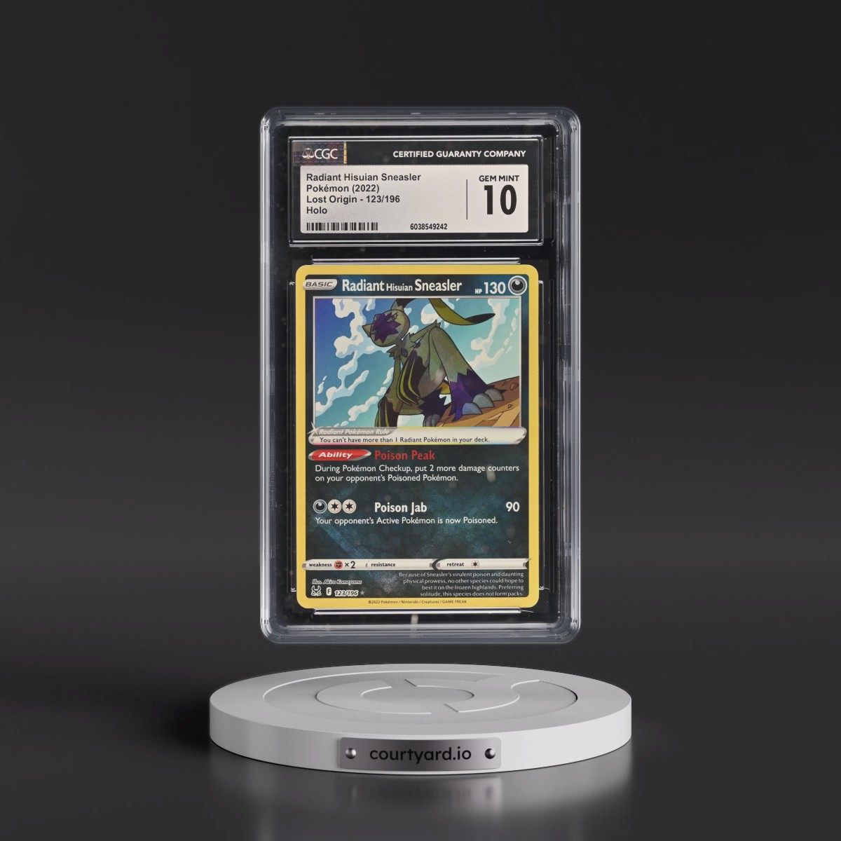 2022 Lost Origin #123/196 Radiant Hisuian Sneasler - Holo (CGC 10 GEM MINT)