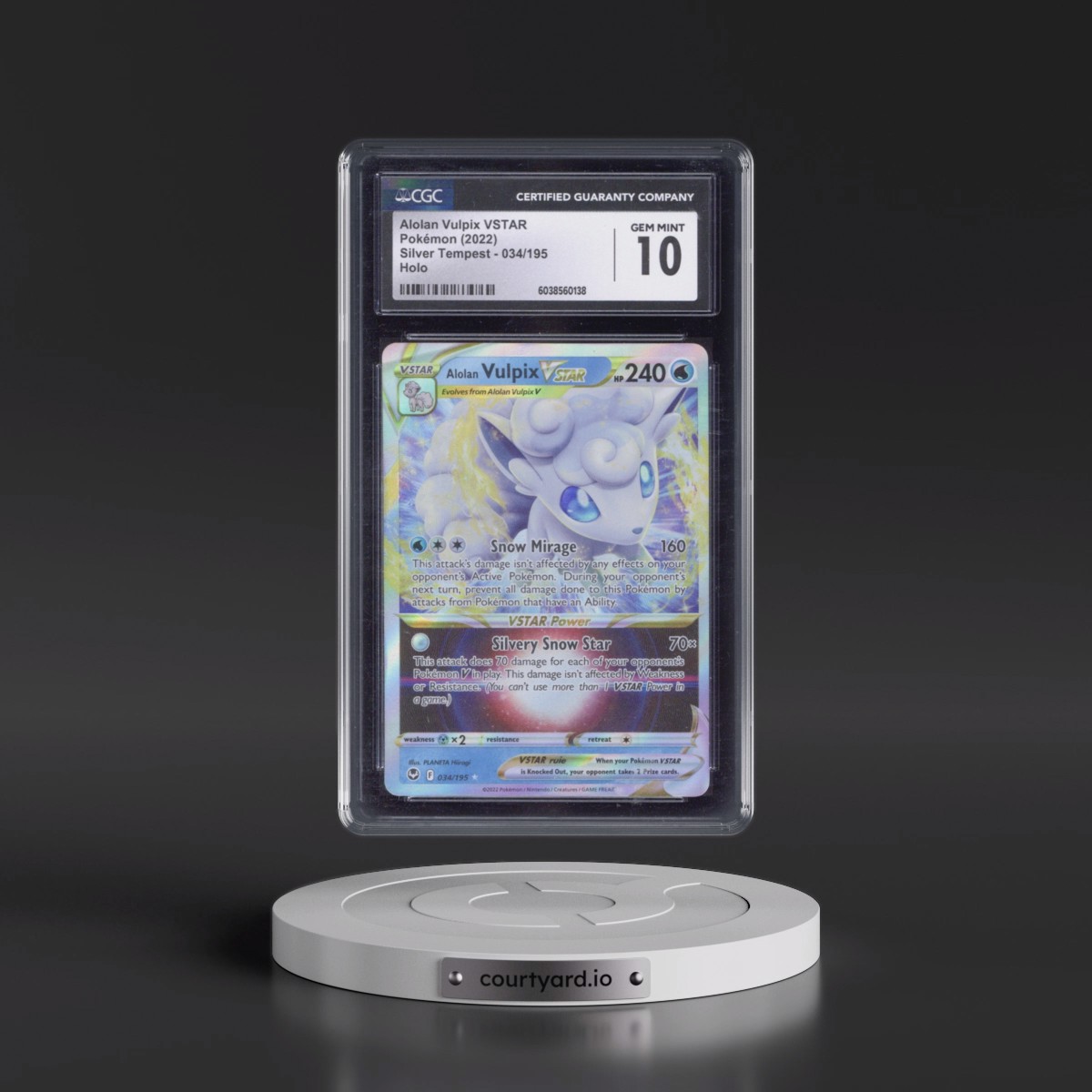 2022 Silver Tempest #034/195 Alolan Vulpix VSTAR - Holo (CGC 10 GEM MINT)