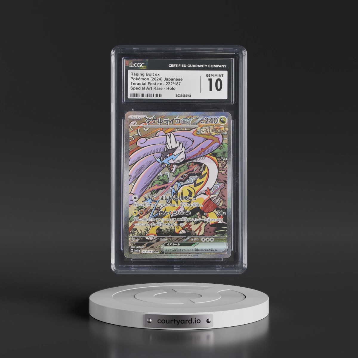 2024 High Class Pack: Terastal Fest ex - sv8a #222/187 Raging Bolt ex - Special Art Rare Holo (CGC 10 GEM MINT)