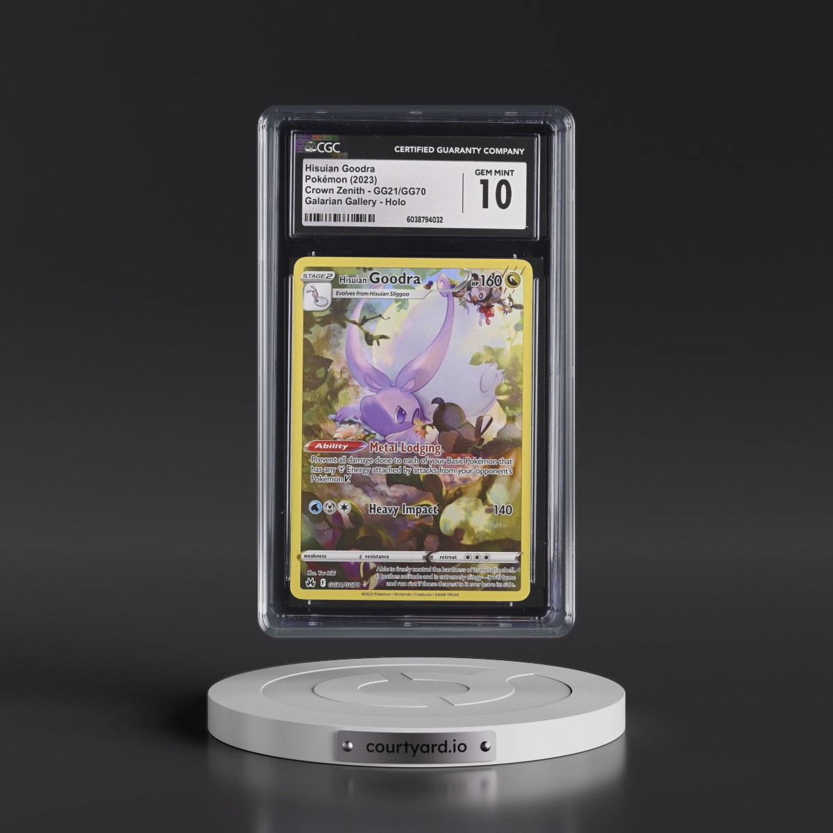 2023 Crown Zenith #GG21/GG70 Hisuian Goodra - Galarian Gallery Holo (CGC 10 GEM MINT)