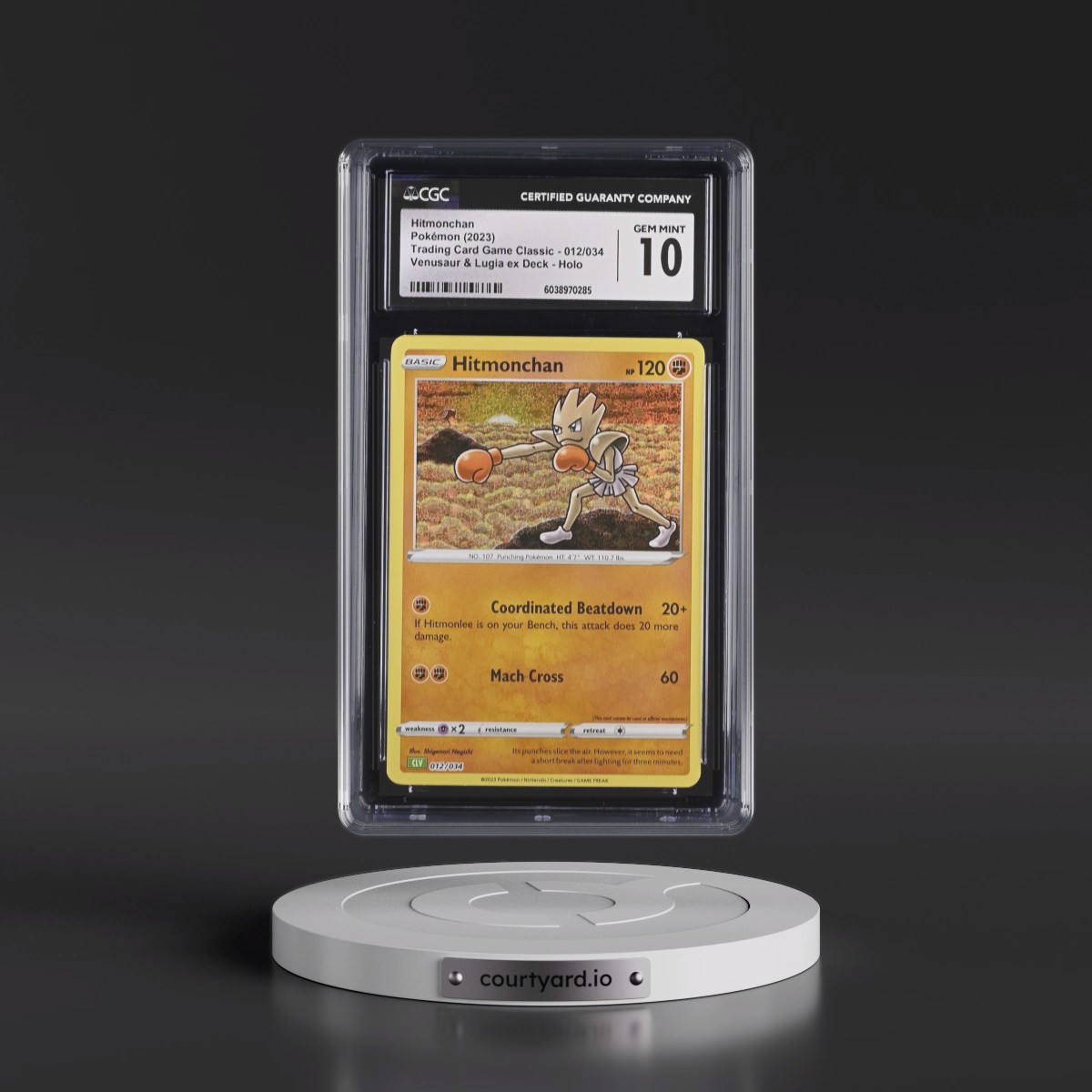 2023 Trading Card Game Classic - CLV, CLC, CLB #012/034 Hitmonchan - Venusaur & Lugia ex Deck - CLV Holo (CGC 10 GEM MINT)