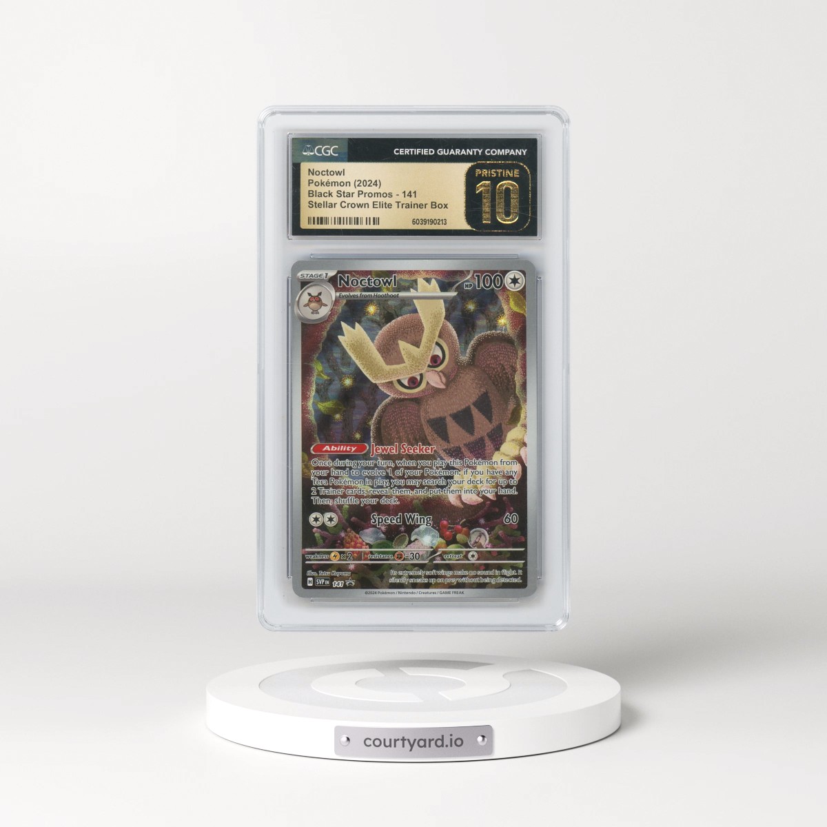 2024 Pokémon Svp EN-SV Black Star Promo #141 Noctowl - Stellar Crown Elite Trainer Box (CGC 10 PRISTINE)