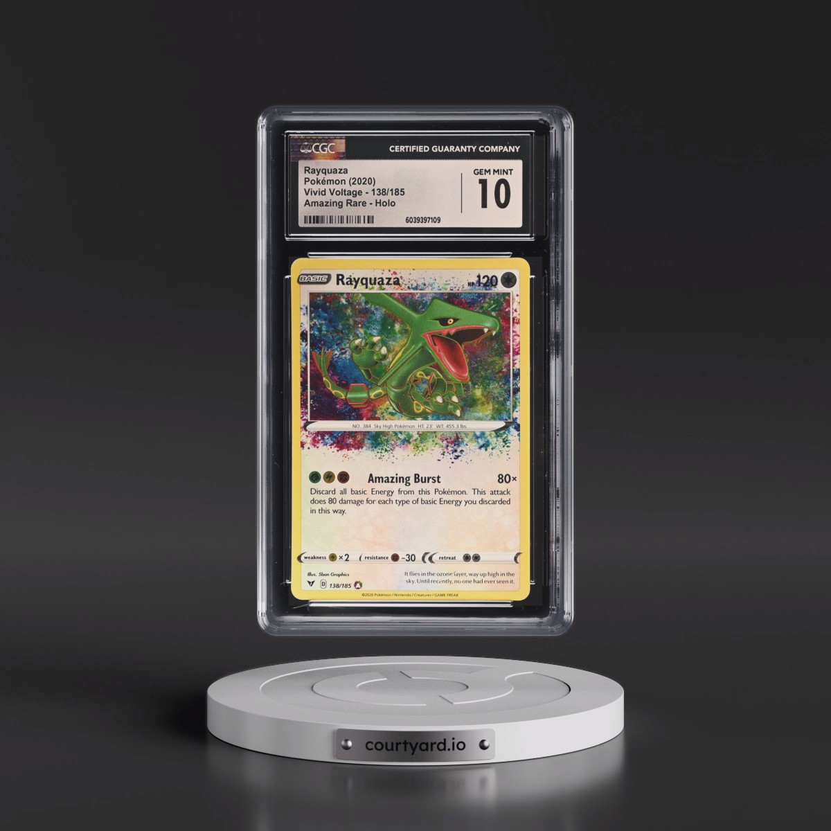2020 Vivid Voltage #138/185 Rayquaza - Amazing Rare Holo (CGC 10 GEM MINT)