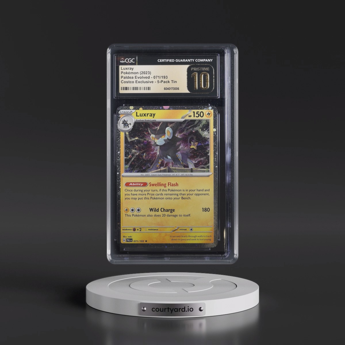 2023 Paldea Evolved - PAL EN #071/193 Luxray - Costco Exclusive (Cos. Holo) 5-Pack Tin (CGC 10 PRISTINE)