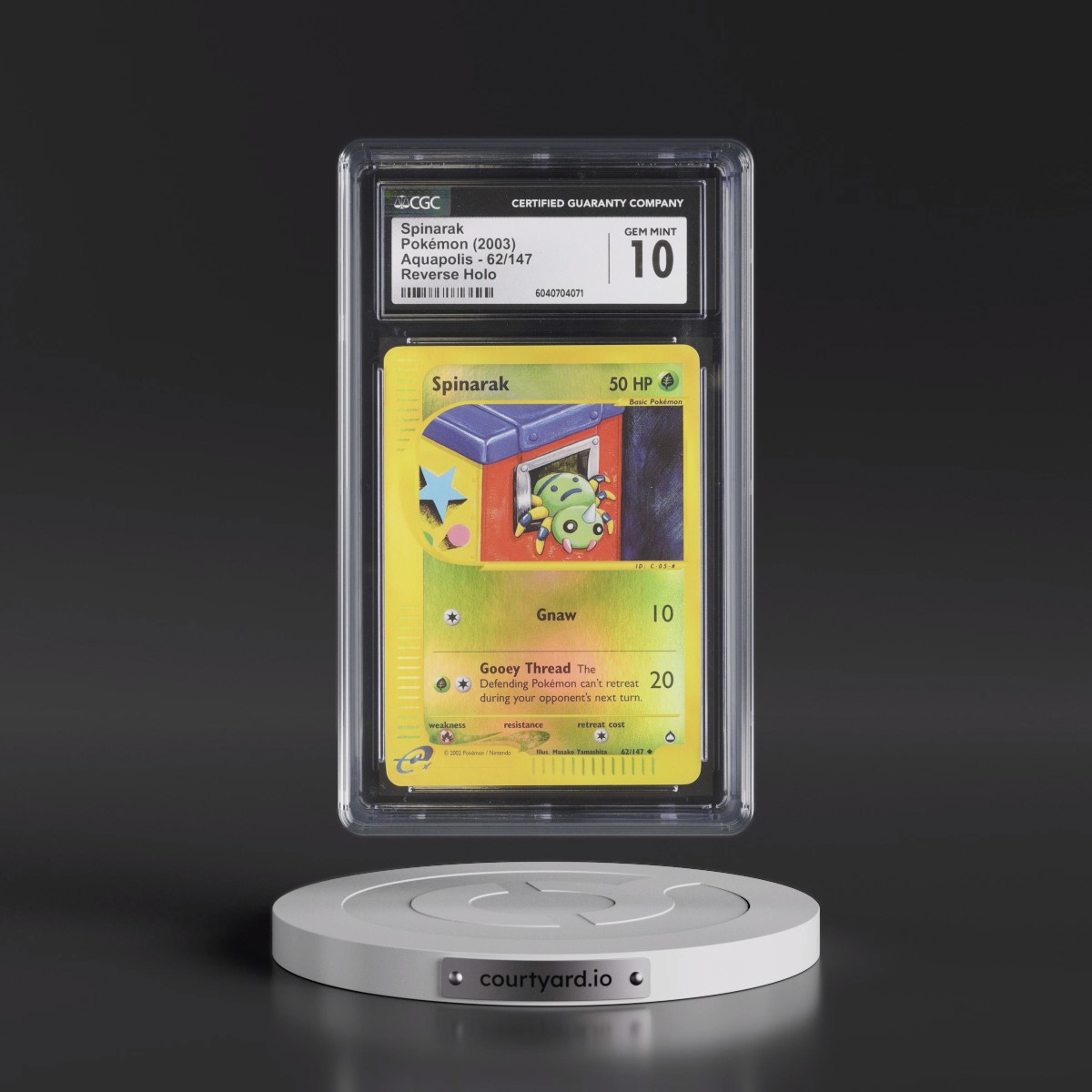 2003 Aquapolis #62/147 Spinarak - Reverse Holo (CGC 10 GEM MINT)