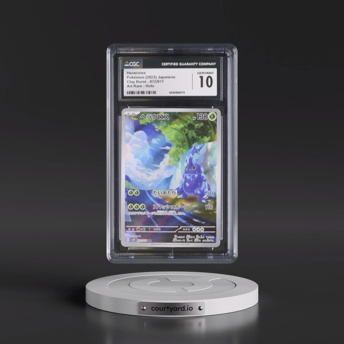 2023 Clay Burst #072/071 Heracross - Art Rare Holo (CGC 10 GEM MINT)