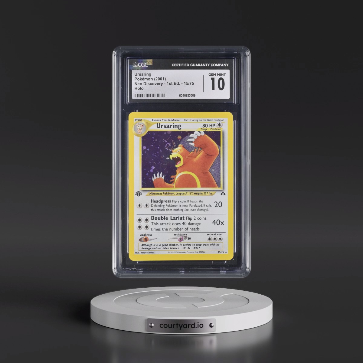 2001 Pokémon Neo Discovery #15 Ursaring - 1st Edition Holo (CGC 10 GEM MINT)
