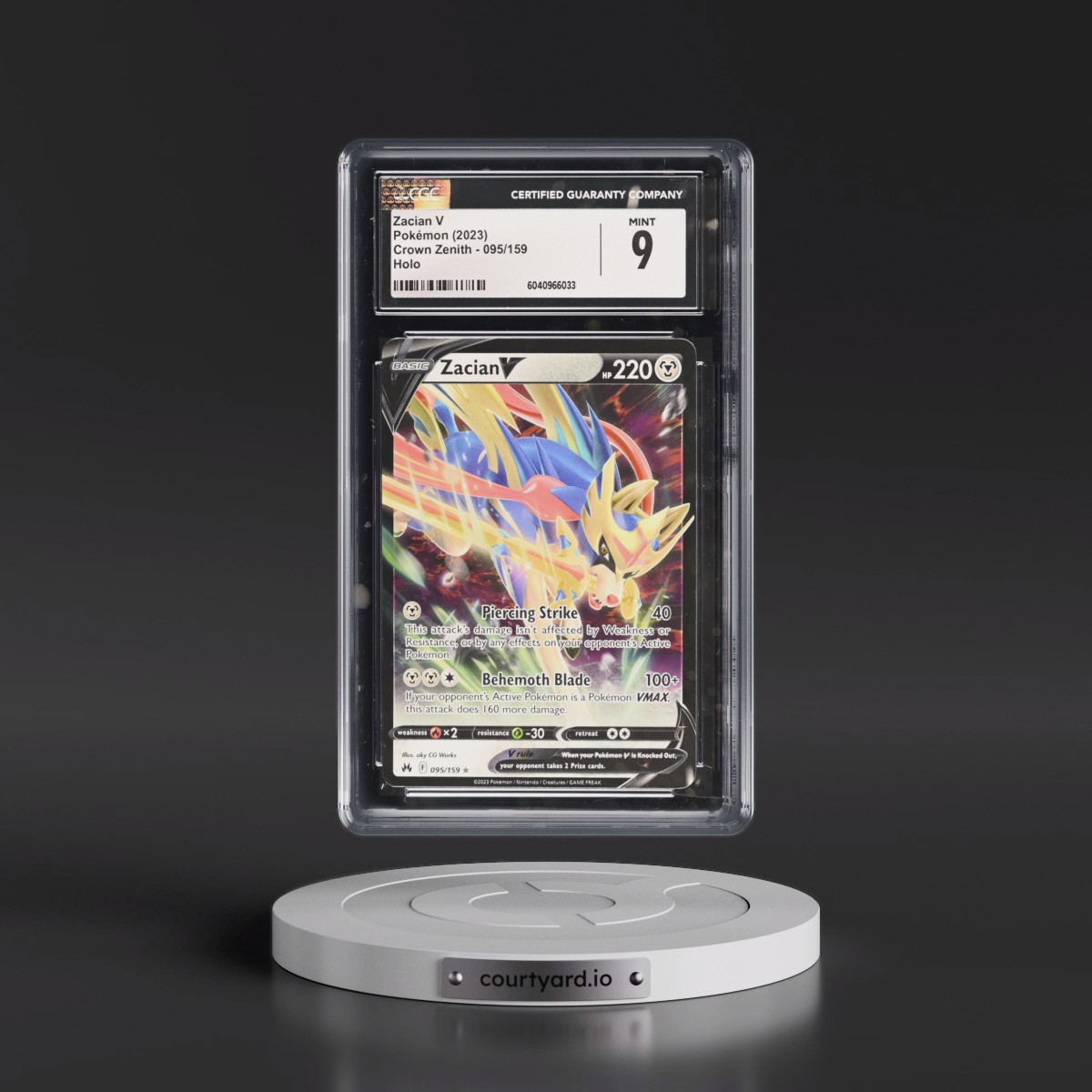 2023 Crown Zenith #095/159 Zacian V - Holo (CGC 9 MINT)