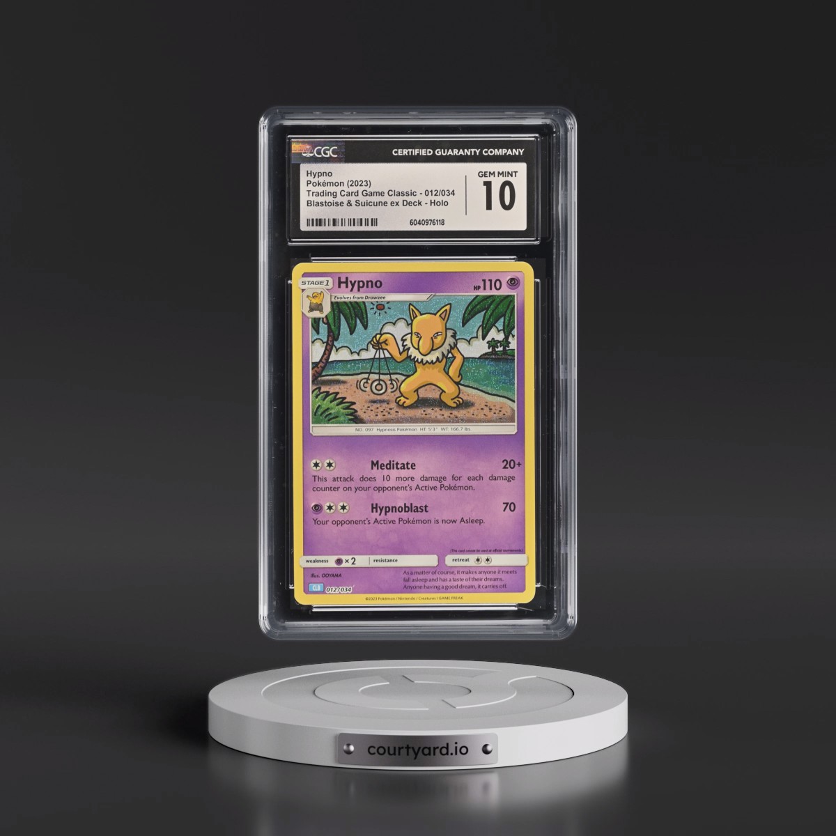 2023 Trading Card Game Classic - CLV, CLC, CLB #012/034 Hypno - Blastoise & Suicune ex Deck - CLB Holo (CGC 10 GEM MINT)