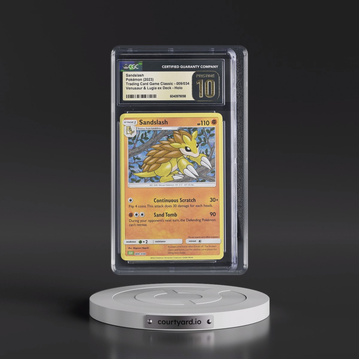 2023 Trading Card Game Classic - CLV, CLC, CLB #009/034 Sandslash - Venusaur & Lugia ex Deck - CLV Holo (CGC 10 PRISTINE)