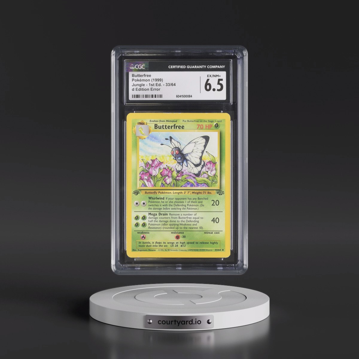 1999 Jungle #33/64 Butterfree - 1st Edition d Edition Error (CGC 6.5 EX-NM+)