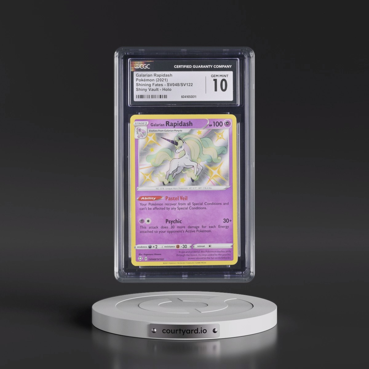 2021 Shining Fates #SV048/SV122 Galarian Rapidash - Shiny Vault Holo (CGC 10 GEM MINT)