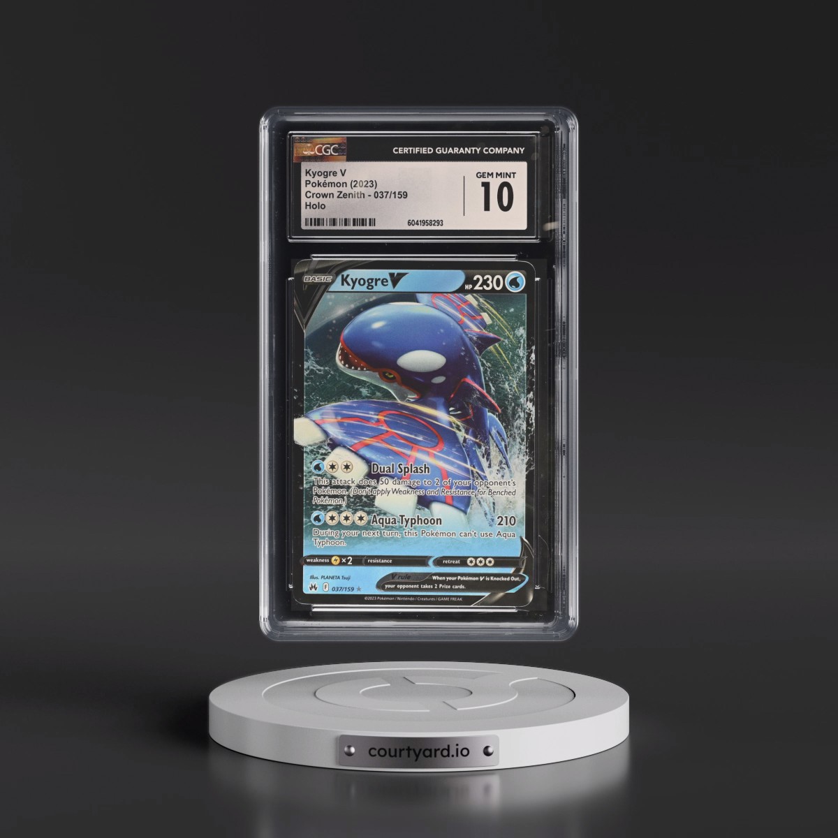 2023 Crown Zenith #037/159 Kyogre V - Holo (CGC 10 GEM MINT)