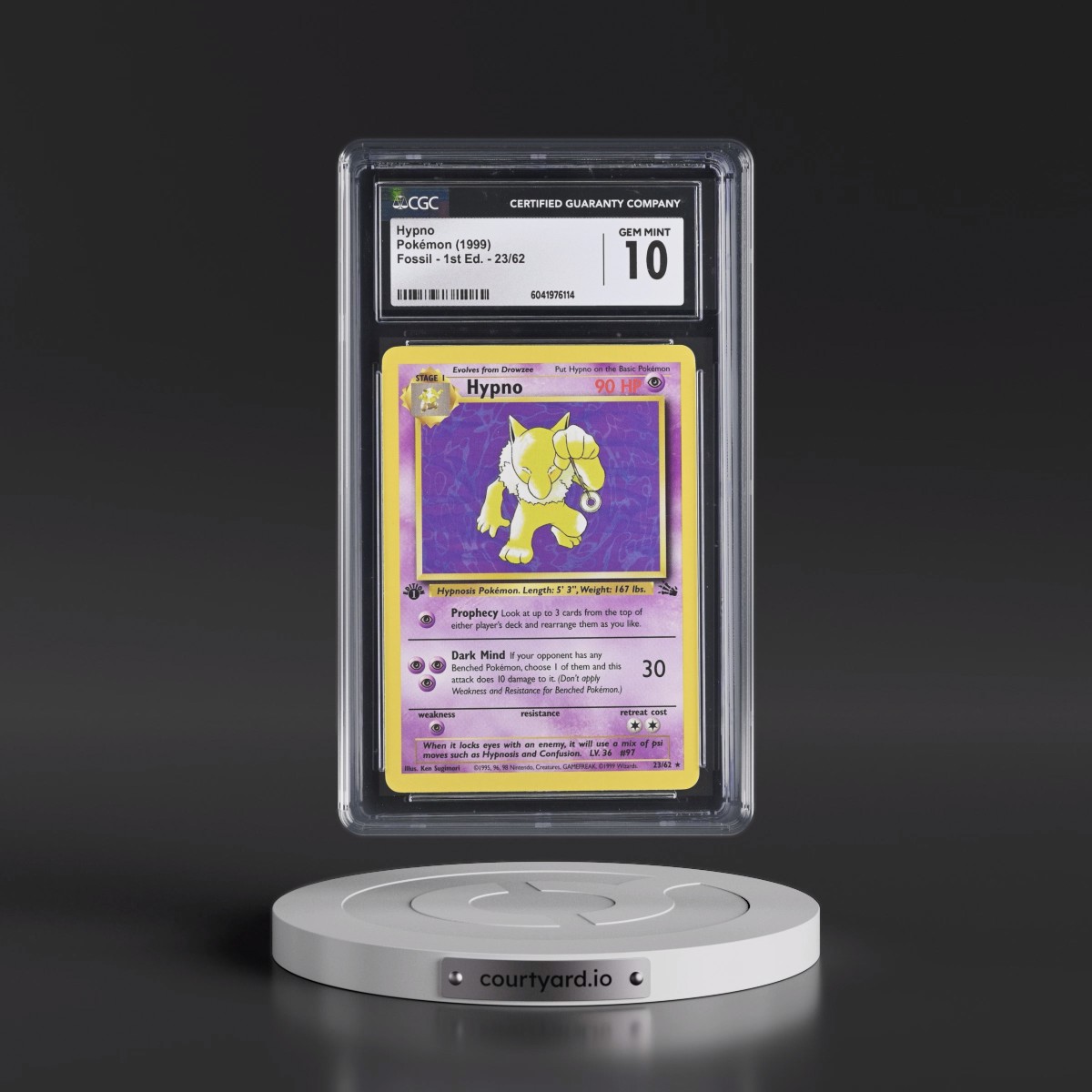 1999 Fossil #23/62 Hypno - 1st Edition 1st Edition (CGC 10 GEM MINT)