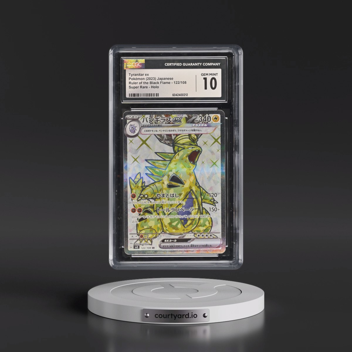 2023 Ruler of the Black Flame #122/108 Tyranitar ex - Super Rare Holo (CGC 10 GEM MINT)