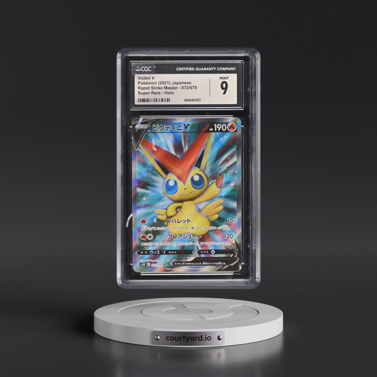 2021 Rapid Strike Master #072/070 Victini V - Super Rare Holo (CGC 9 MINT)