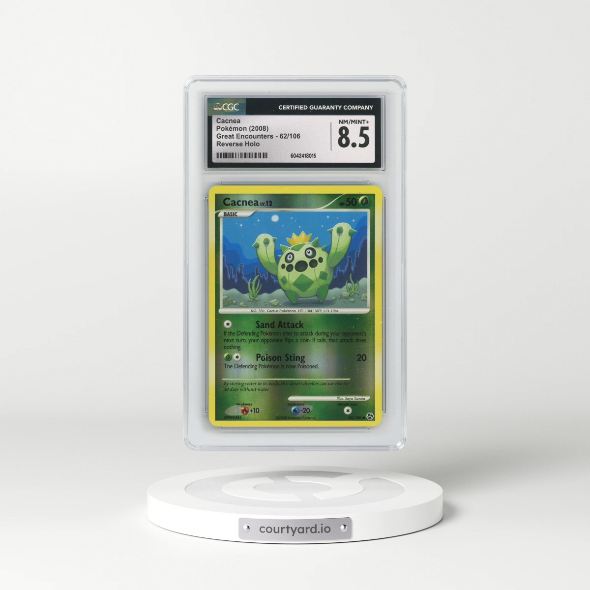 2008 Great Encounters #62/106 Cacnea - Reverse Holo (CGC 8.5 NM-MT+)