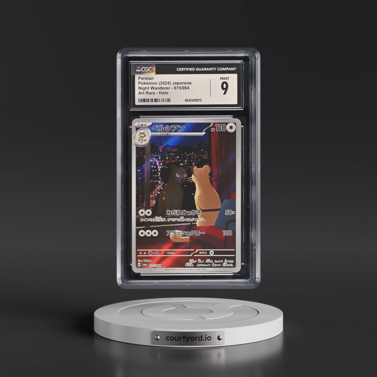 2024 Pokémon Sv6a-Night Wanderer #075 Persian - Art Rare (CGC 9 MINT)