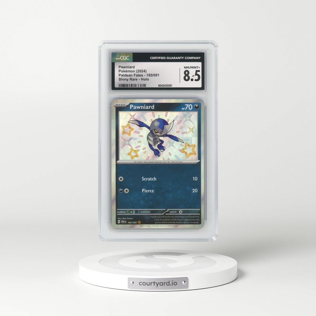 2024 Pokémon Paf EN-Paldean Fates #185 Pawniard - Shiny Rare (CGC 8.5 NM-MT+)