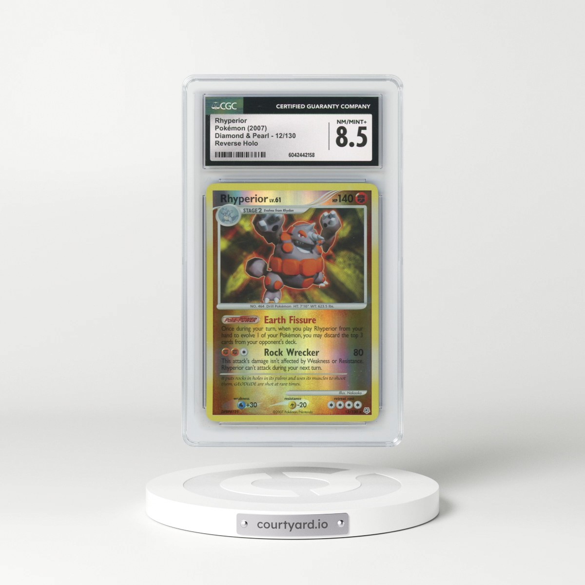 2007 Diamond & Pearl #12/130 Rhyperior - Reverse Holo (CGC 8.5 NM-MT+)