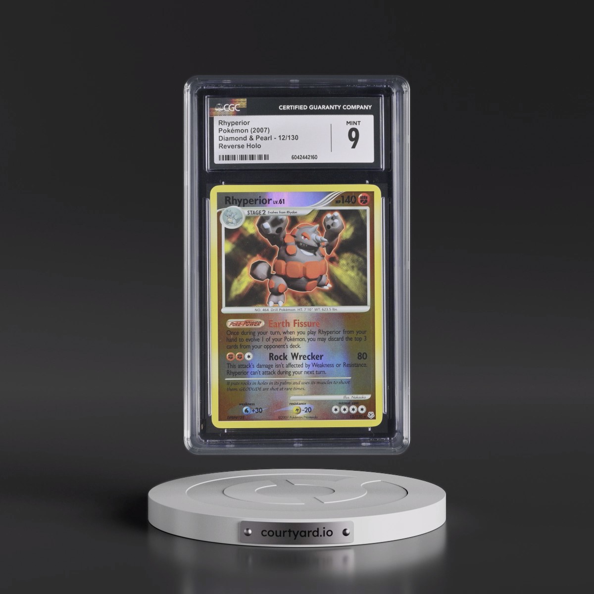 2007 Diamond & Pearl #12/130 Rhyperior - Reverse Holo (CGC 9 MINT)