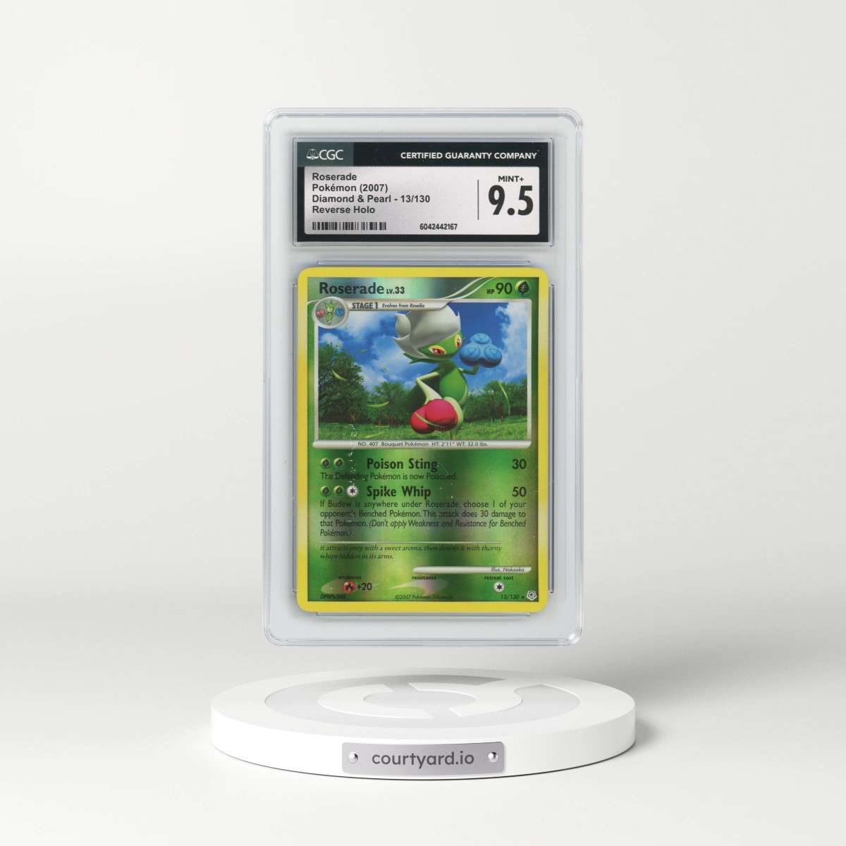 2007 Diamond & Pearl #13/130 Roserade - Reverse Holo (CGC 9.5 MINT+)