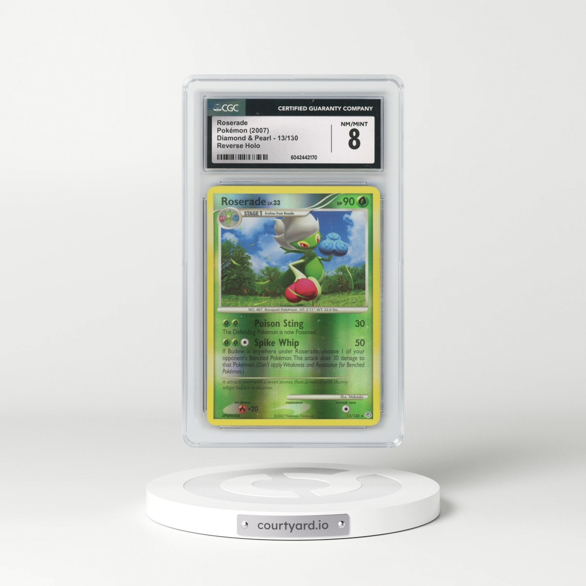 2007 Diamond & Pearl #13/130 Roserade - Reverse Holo (CGC 8 NM-MT)